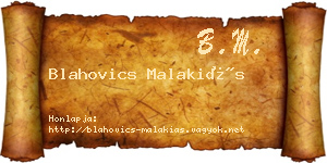 Blahovics Malakiás névjegykártya